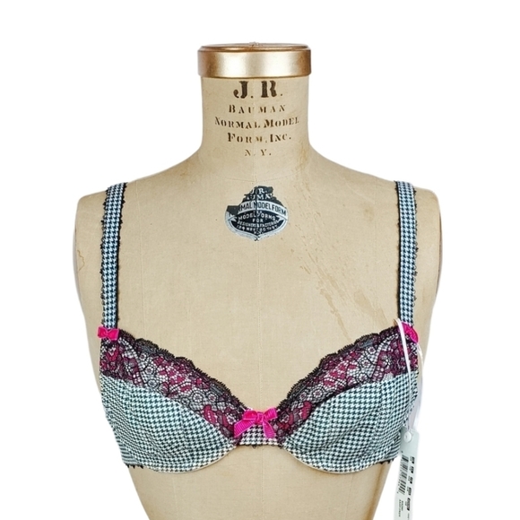 Freya Other - Nwt Freya 4913 Naomi Plunge Balcony Houndstooth Black and White Bra 32B